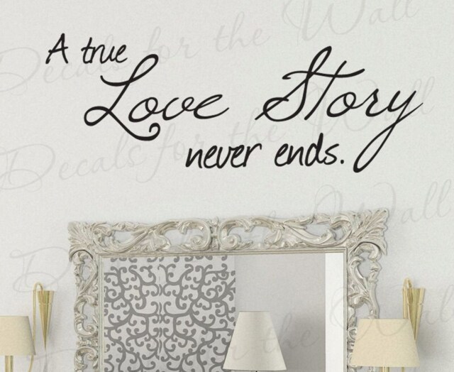 A True Love Story Never Ends Bedroom Family Pictures Marriage Wedding Living Room Vinyl Decor Art Quote Decal Wall Lettering Sticker L13 - image 1
