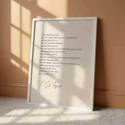 She Was Beautiful Print - F Scott Fitzgerald Quote Inspirational Women Wall Art Fine Typography Gift For Her - thumbnail 1