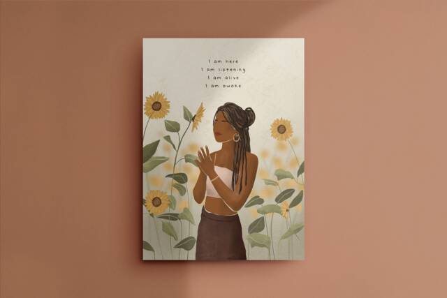 Yoga Girl Art Print, Mindful Art, Room Decor, Meditation Gift For Teachers, Mantra Poster, Wall - image 1