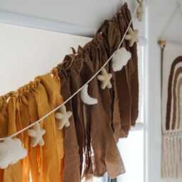 Celestial Bunting ~ Felt Stars, Moon + Clouds - Boho Nursery Decor By Little Wild One - thumbnail 2