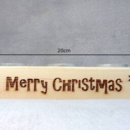 Engraved Wood Christmas Candle Holder, Table Centerpiece - thumbnail 3