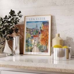 Leicester Travel Print, Poster, English City Art, Poster - thumbnail 3