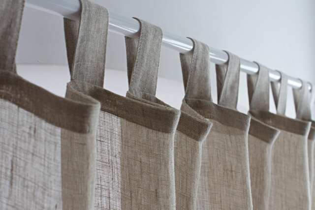 Natural Sheer Linen Curtain Tab Top Light Filtering Panel - image 1