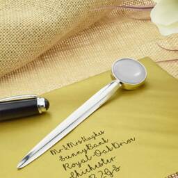 Encapsulated Salt 8Th Anniversary Letter Opener With Personalised Engraved Message On Back - thumbnail 1