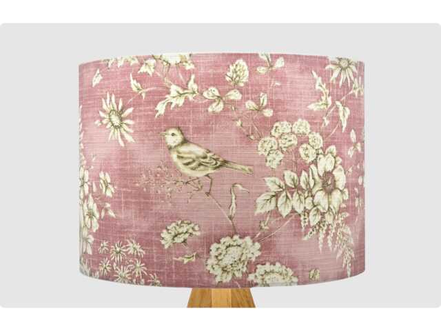 Finch Bird Pink Lampshade, Table Floor Lamp/Ceiling Pendant Small Medium Large 15cm 20cm 25cm 30cm 35cm 40cm, UK Fabric Drum Light Shade - image 1