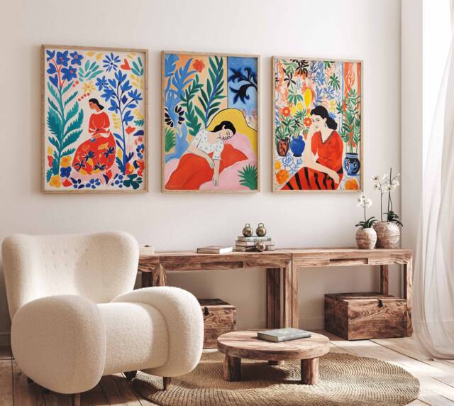 Set Of 3 Israel Poster Set, Vintage Israeli Floral Prints, Indigenous Art, Folk Art Poster, Jewish Wall Art, Middle East A1/A2/A3/A4 - image 1