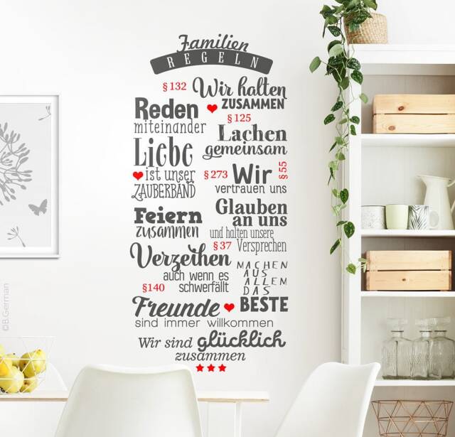 Wall Sticker Family Rules. Stickers For Hallway, Living Room. Family Sayings Motif Ws27 - image 1