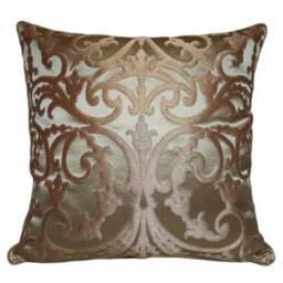 Green & Gold Silk Jacquard Rubelli Fabric Throw Pillow Cushion Cover Serlio Pattern - Handmade in Italy