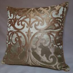 Green & Gold Silk Jacquard Rubelli Fabric Throw Pillow Cushion Cover Serlio Pattern - Handmade in Italy - thumbnail 3