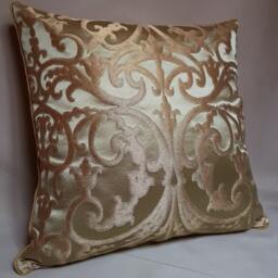 Green & Gold Silk Jacquard Rubelli Fabric Throw Pillow Cushion Cover Serlio Pattern - Handmade in Italy - thumbnail 2