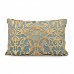 Green & Gold Silk Jacquard Rubelli Fabric Throw Pillow Cushion Cover Serlio Pattern - Handmade in Italy - thumbnail 4