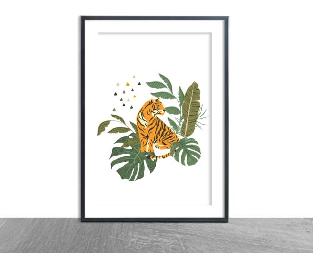 Tiger Print- Leopard - Jungle Animals Safari Magic Kingdom Lion Zebra Tiger Giraffe Wall Art Nursery Kids Bedroom