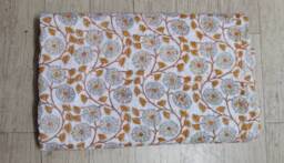 Handmade Floral Kantha Quilt, Orange Indian Bedspread