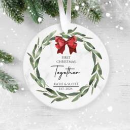 Personalised First Christmas Together Ornament, 1st Together, Ceramic Decoration, New Couple Gift, Keepsake Bauble - thumbnail 2