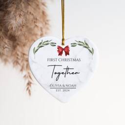 Personalised First Christmas Together Ornament, 1st Together, Ceramic Decoration, New Couple Gift, Keepsake Bauble - thumbnail 3