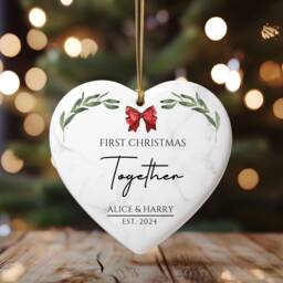 Personalised First Christmas Together Ornament, 1st Together, Ceramic Decoration, New Couple Gift, Keepsake Bauble - thumbnail 1