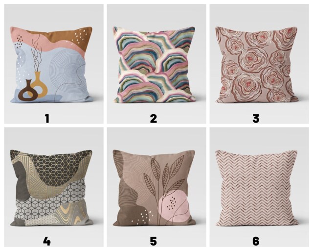 Abstract Floral Pillow Cover, Mid Century Modern Cushion Case, Minimalist Drawing Bedroom Throw Top, Living Room Decoration - image 1