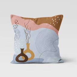 Abstract Floral Pillow Cover, Mid Century Modern Cushion Case, Minimalist Drawing Bedroom Throw Top, Living Room Decoration - thumbnail 2