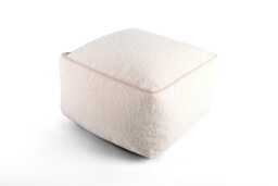 Cream Teddy Boucle Square Footstool Living Room Ottoman Pouffe - 45cm