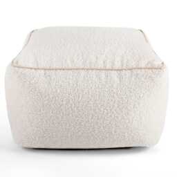 Cream Teddy Boucle Square Footstool Living Room Ottoman Pouffe - 45cm - thumbnail 3
