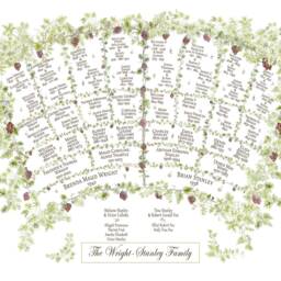 Printed Personalised Family Fan Chart Of Ancestors & Descendants Showing Genealogy in A Grapevine Watercolour Artwork. Fully Customised - thumbnail 3