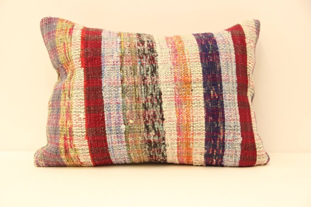 Handmade Lumbar Kilim Pillow 14x20 Inch(35x50 cm Bohoturkish Kilim Pillowcover Chair Small Oblong Cushion Cover Tribal Pillow 4Bef-40 - image 1