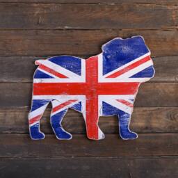 English Bulldog Art British Flag Wall Union Jack Sign Bullie Dog Home Decor - thumbnail 1
