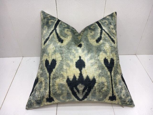 Handwoven Silk Ikat Pillow Cover, Modern Home Decor - 16x16 - image 1