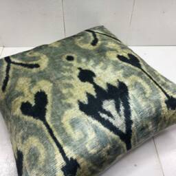 Handwoven Silk Ikat Pillow Cover, Modern Home Decor - 16x16 - thumbnail 4