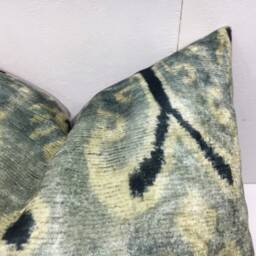 Handwoven Silk Ikat Pillow Cover, Modern Home Decor - 16x16 - thumbnail 2