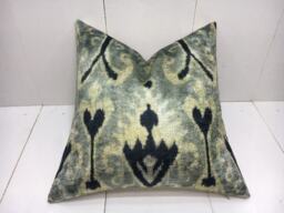 Handwoven Silk Ikat Pillow Cover, Modern Home Decor - 16x16 - thumbnail 1