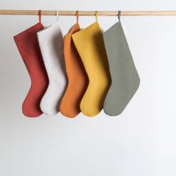 Linen Christmas Stockings - Neutral & Minimalist Stocking Scandinavian Holidays Decor - thumbnail 2