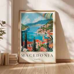 Macedonia Travel Poster Balkan Wall Art, Historic Decor - thumbnail 3