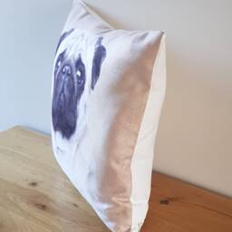 Handmade Pug Art Cushion Contemporary Dog Pillow, Choice Of Cover Only Or + Pad - thumbnail 2