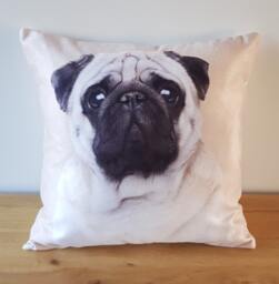 Handmade Pug Art Cushion Contemporary Dog Pillow, Choice Of Cover Only Or + Pad - thumbnail 1