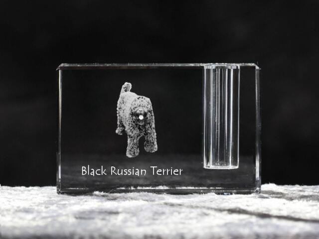 Black Russian Terrier, Crystal Pen Holder With Dog, Souvenir, Decoration, Limited Edition, Collection - image 1