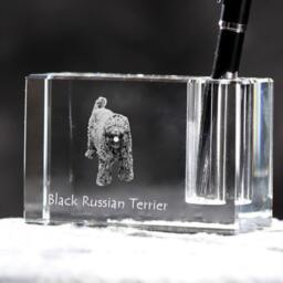 Black Russian Terrier, Crystal Pen Holder With Dog, Souvenir, Decoration, Limited Edition, Collection - thumbnail 2