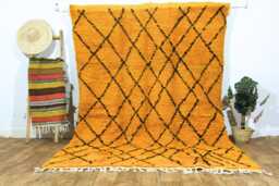 Handmade Orange Beni Ourain Rug, Authentic Moroccan Wool Carpet - thumbnail 1