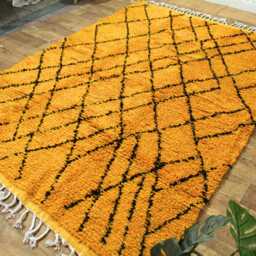 Handmade Orange Beni Ourain Rug, Authentic Moroccan Wool Carpet - thumbnail 2