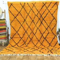 Handmade Orange Beni Ourain Rug, Authentic Moroccan Wool Carpet - thumbnail 4