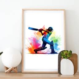 Girls Cricket Wall Art - Set Of 3 Poster Prints - Pink Watercolour Gift For Lover Women Print Artwork - thumbnail 2