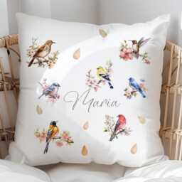 Personalised Birds Theme Cushion Elegant Soft Pillow Cover, Gift For Mother Grandma Loved One - thumbnail 2