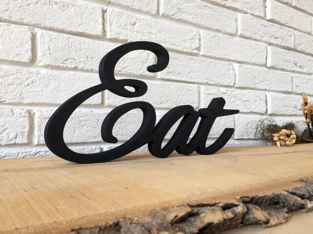 Freestanding Script Eat Sign, Plywood Kitchen Wall Decor - image 1