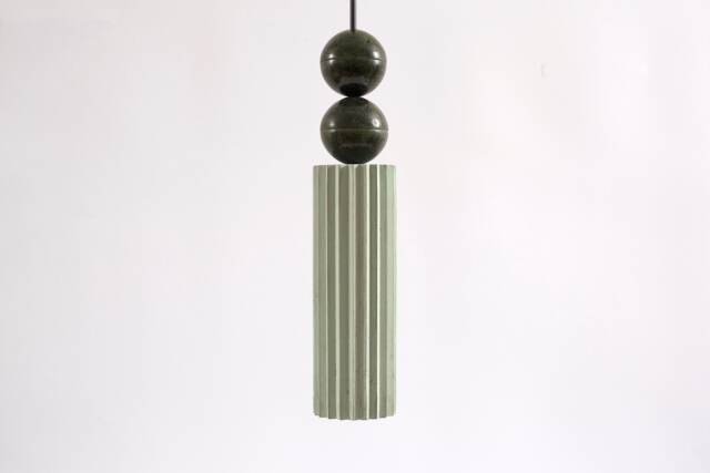 Concrete Pendant Light With Moss Epoxy Bubble - Handmade Neringa - image 1