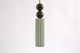 Concrete Pendant Light With Moss Epoxy Bubble - Handmade Neringa