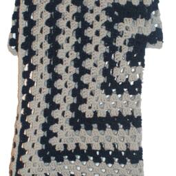 Navy & Gray Crochet Baby Blanket, Granny Square Afghan - thumbnail 3