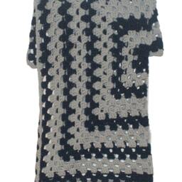 Navy & Gray Crochet Baby Blanket, Granny Square Afghan - thumbnail 2