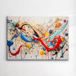 Colorful Paint Splash Abstract Oil Painting Splatter Style Wall Art, Framed Canvas Poster Print, Home Kitchen Office Room Decor, Gifts - thumbnail 3