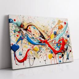 Colorful Paint Splash Abstract Oil Painting Splatter Style Wall Art, Framed Canvas Poster Print, Home Kitchen Office Room Decor, Gifts - thumbnail 2