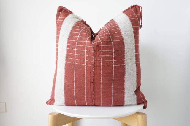 Brown Tribal Hemp Hand Woven Natural Dye Color Hmong Lumbar Pillow Cover - image 1